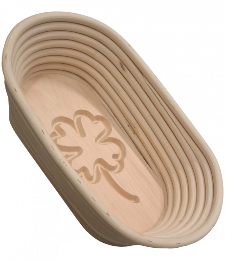 Peddigrohrkorb 1 KG Motiv Kleeblatt im Holzboden oval 25x16x7cm