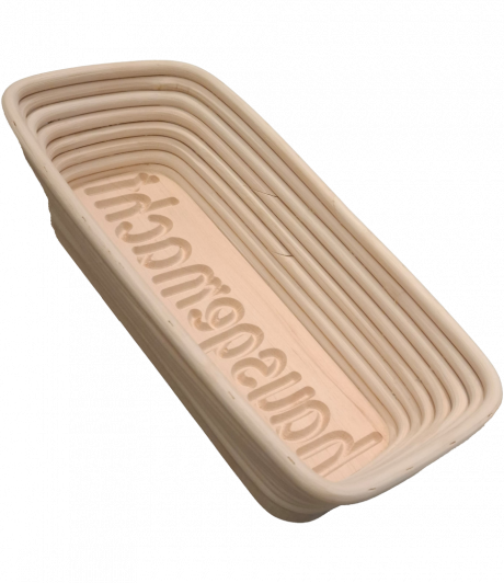 Peddigrohrkorb 1 KG Schriftzug Hausgemacht im Holzboden eckig 30x14x7cm