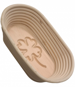 Peddigrohrkorb 1 KG Motiv Kleeblatt im Holzboden oval 25x16x7cm